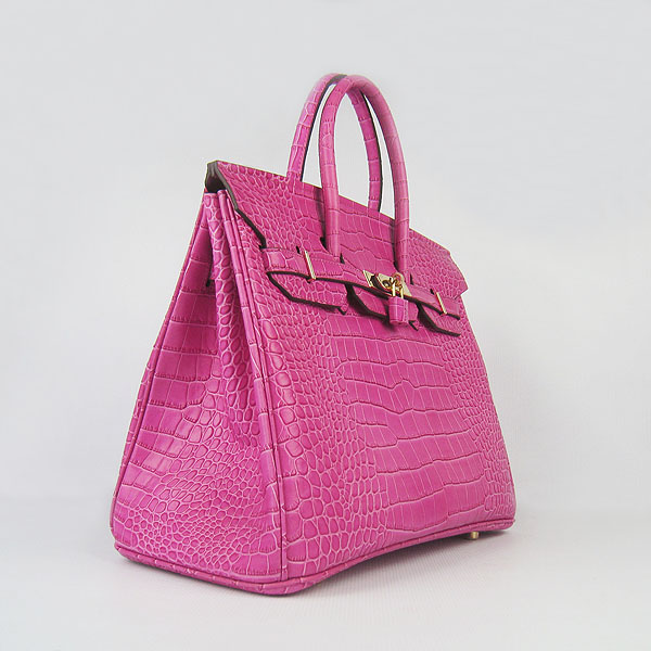 High Quality Fake Hermes Birkin 35CM Crocodile Veins Leather Bag Peach 6089 - Click Image to Close